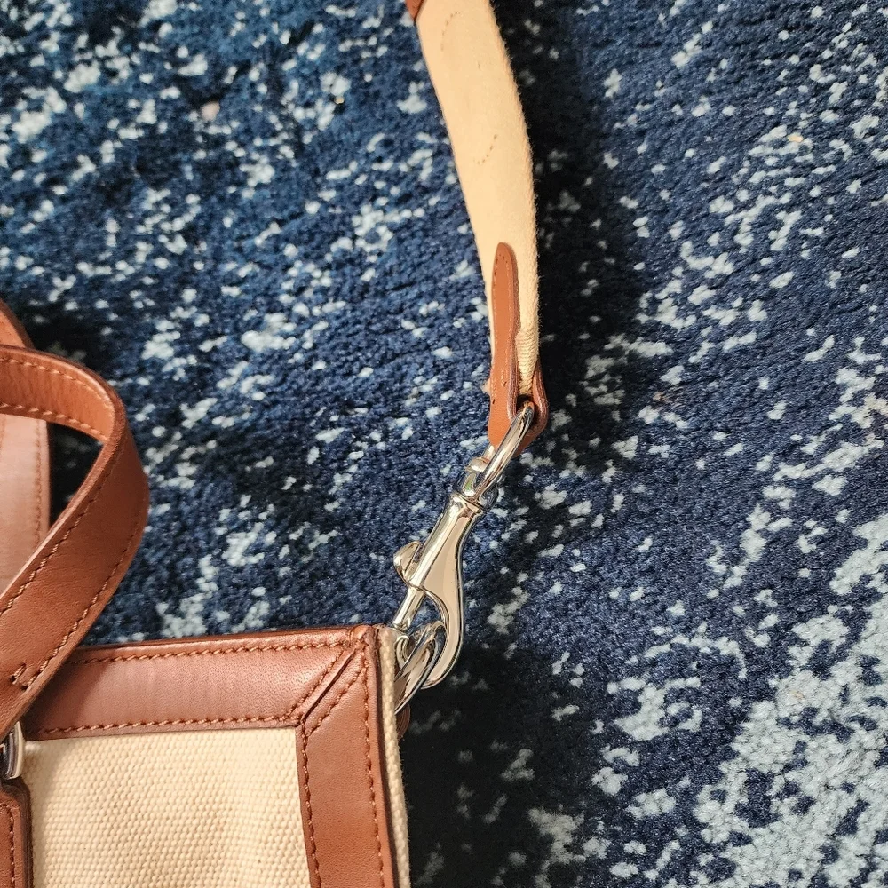 RALPH LAUREN Vintage Cream Canvas and Leather Tote Satchel Bag